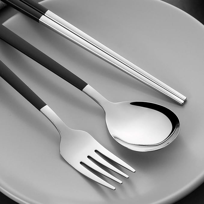 ست چاپستیک و قاشق چنگال استیل