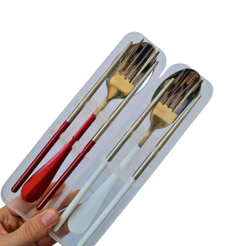 خرید باکس استیل مسافرتی همراه قاشق چنگال و چاپستیک