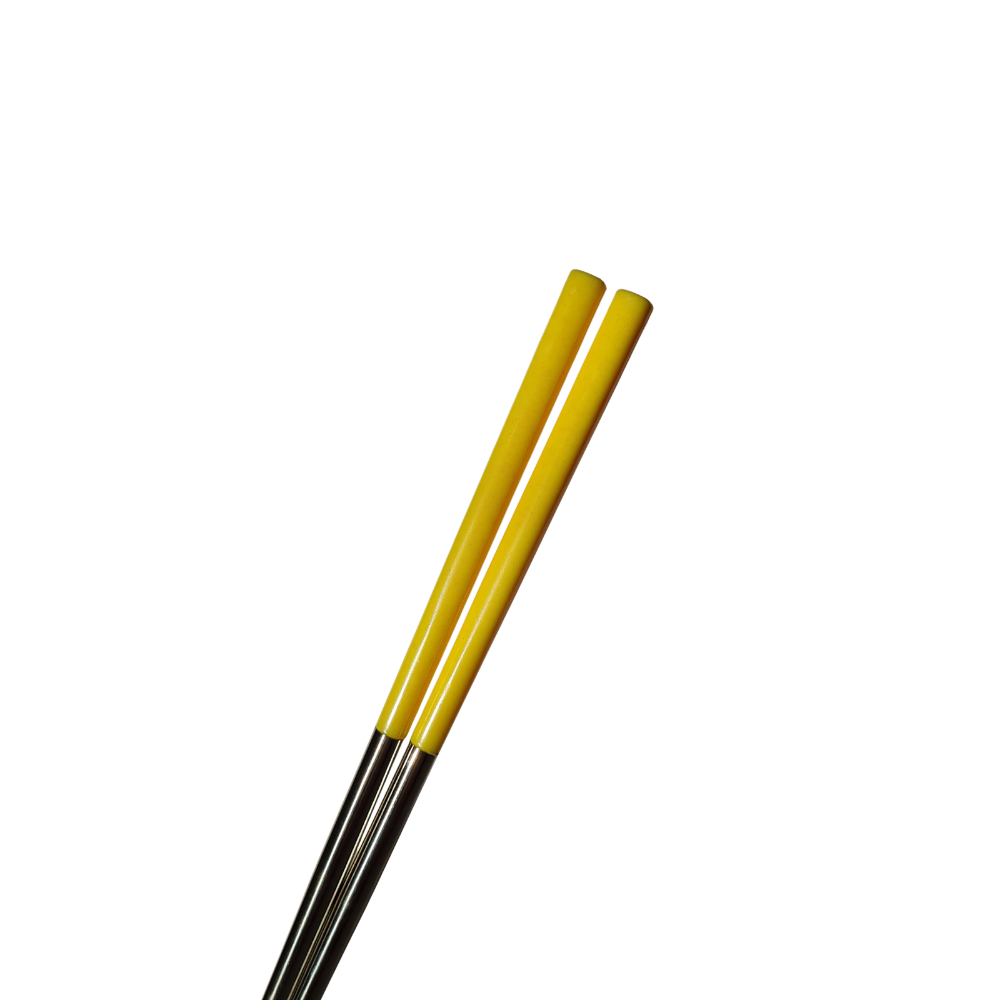 چوب غذاخوری استیل با دسته رنگی زرد